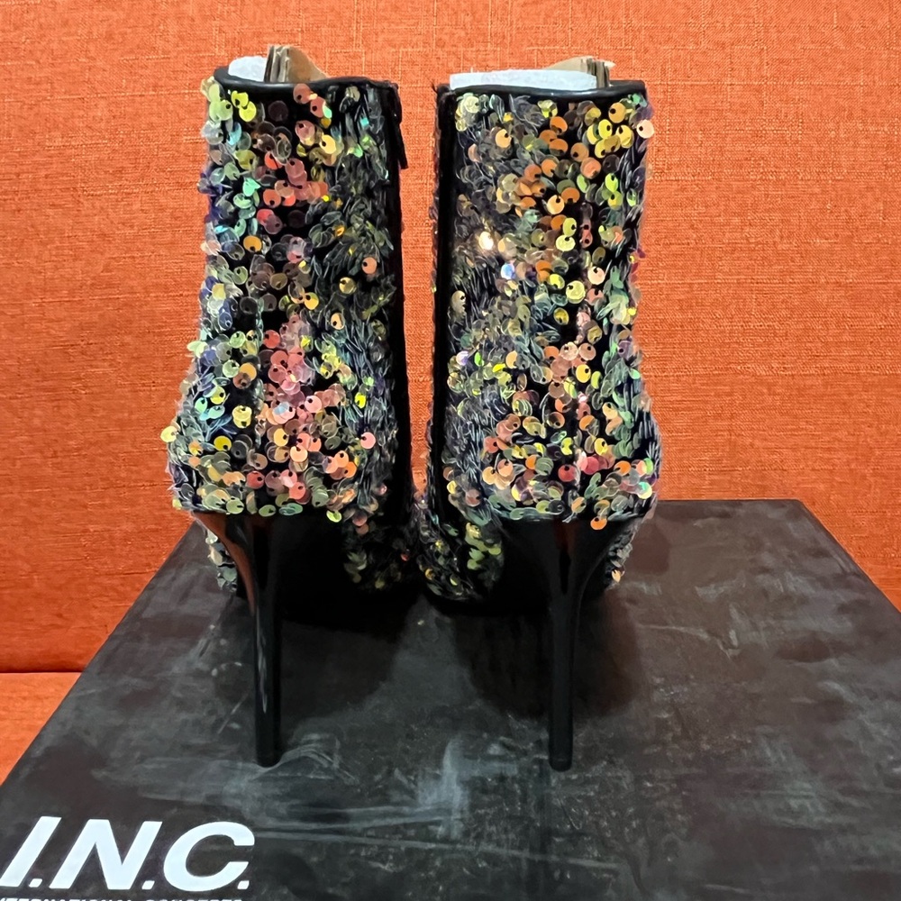 INC International Concepts Gold Sequin Heeled Boots - Picture 3 of 11